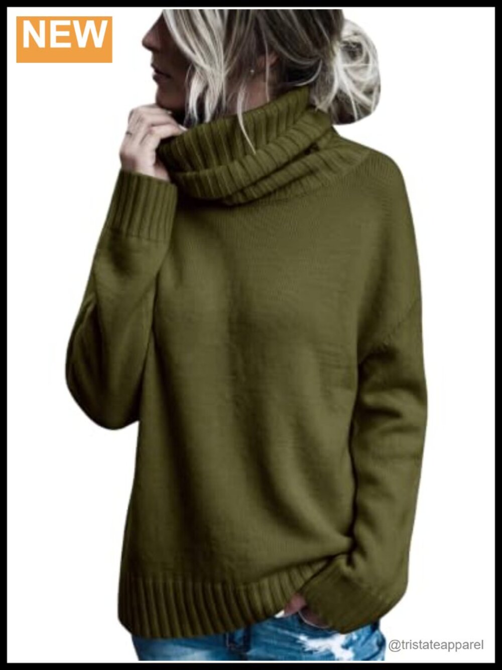 Oversized Turtleneck Cable Knit Pullover Sweater Chunky Long Sleeve